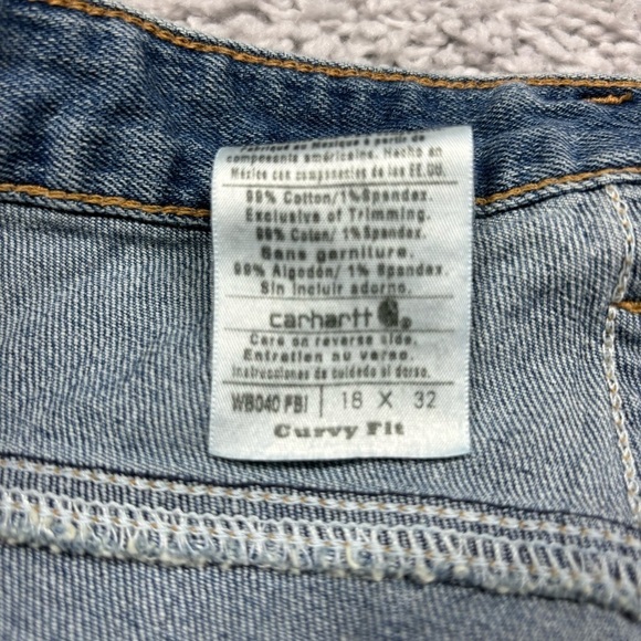 Carhartt Pants Womens 18 Boot Cut Light Wash Curvy Fit Outdoors Work Utility - Picture 2 of 4